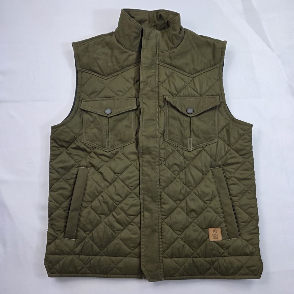 RedHead Ranch Vest Mens Medium Green Quilted Puffer Insulated Workwear Outdoor